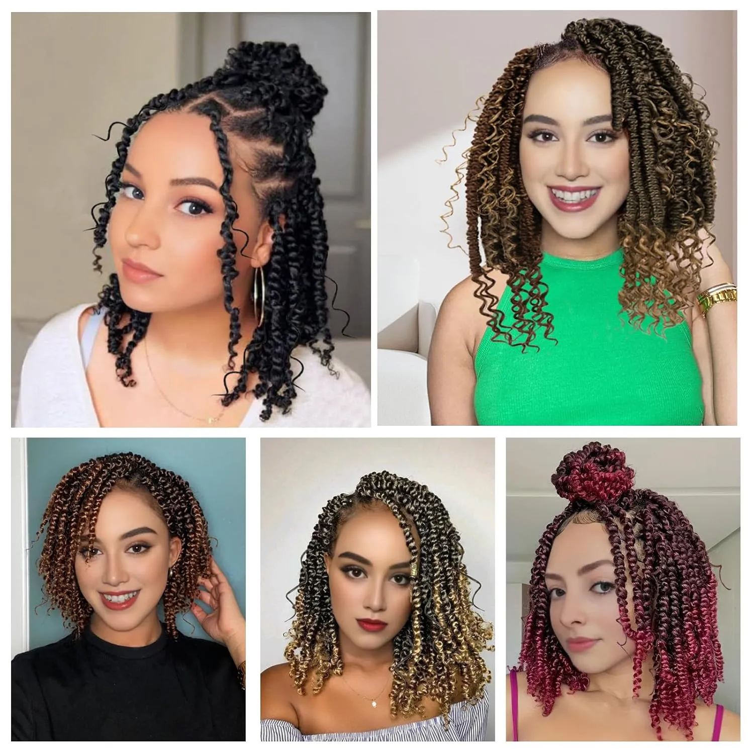 Passion Twist Hair 14inch Passion Twist Crochet Hair Short Bohemian Braiding Hair Pre Looped Passion Twist Crochet Braids Soft Pre Looped Curly Crochet Hair Faux Locs Passion Twist Hair for Women 96pc