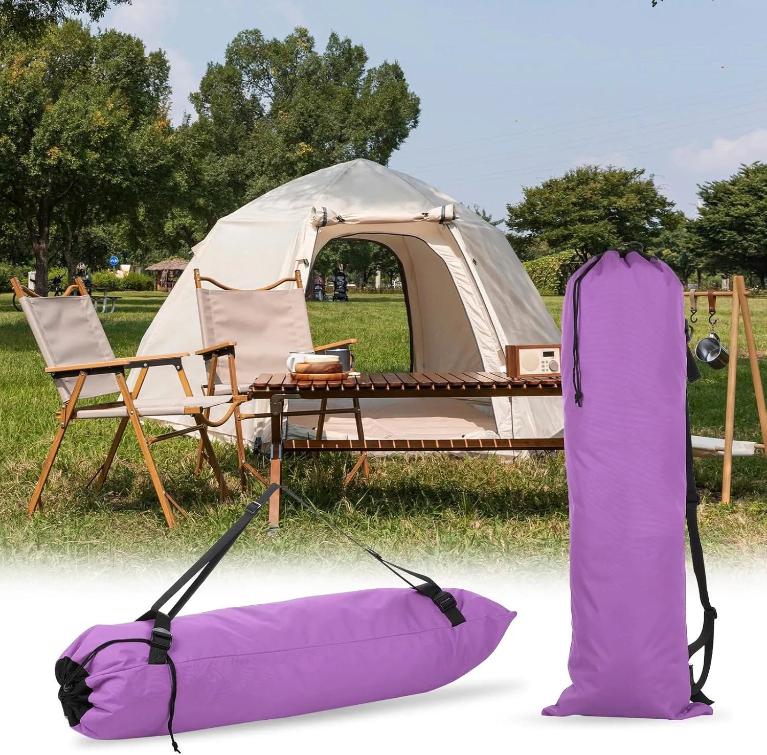 PATIKIL Foldable Camp Chair Replacement Bag, Camping Chairs Folding Chair Carry Bag with Adjustable Shoulder Straps for Outdoor Camping Fishing Storage, Purple