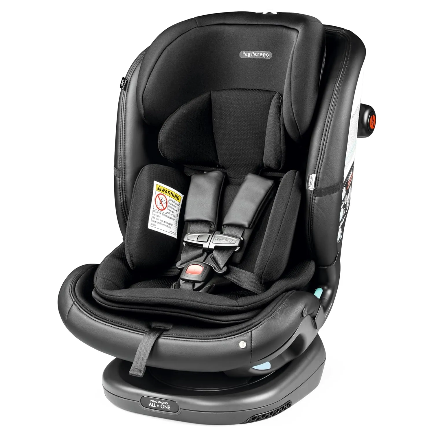 Peg Perego Primo Viaggio All-in-One Convertible Car Seat – Newborn to 10  Years – 5-120 lbs – Height Adjustable & Slim, 100% FR-Free, Made in Italy, Licorice (Black)