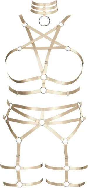 Pentagram Plus Size Women's Body Harness Punk Full Cage Bra Set Hollow Out Adjustable Gothic Dance Festival Rave