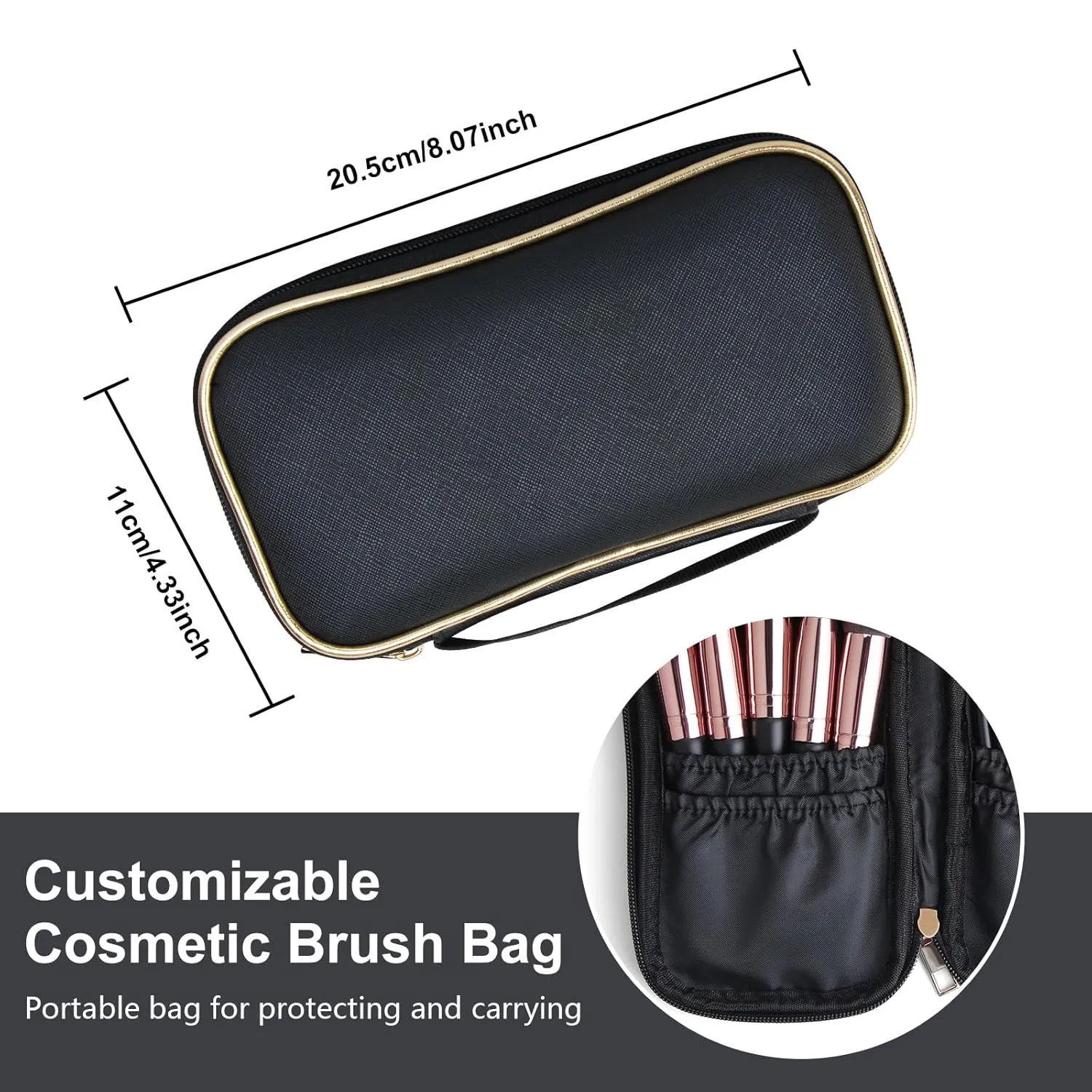 Personalized Gift Custom Makeup Brush Set with Custom Brush Case, 18 Pcs Premium Synthetic Personalized Makeup Brushes Foundation Eyeshadow Brush Powder Blush Concealers Brush Set(Champagne)