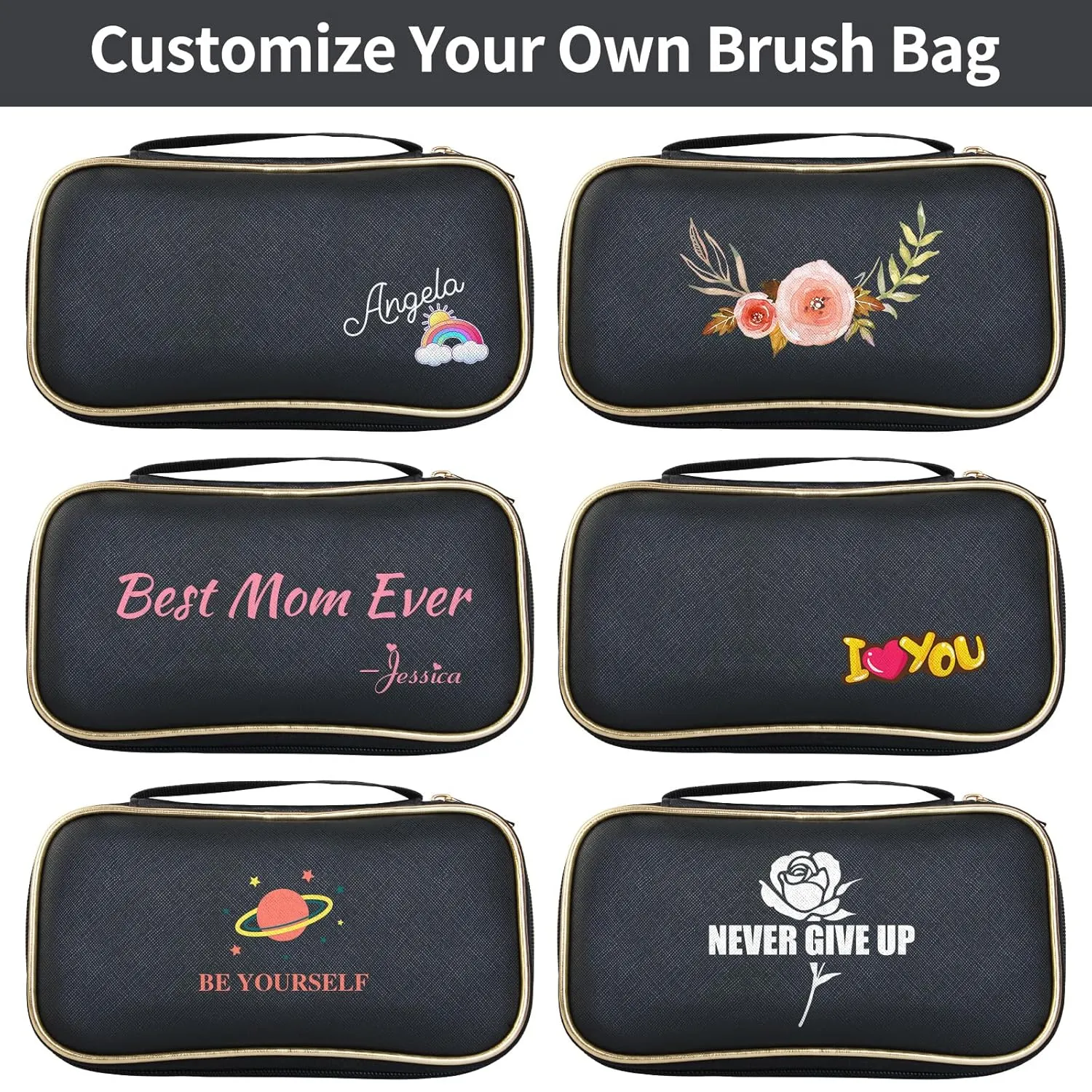 Personalized Gift Custom Makeup Brush Set with Custom Brush Case, 18 Pcs Premium Synthetic Personalized Makeup Brushes Foundation Eyeshadow Brush Powder Blush Concealers Brush Set(Champagne)