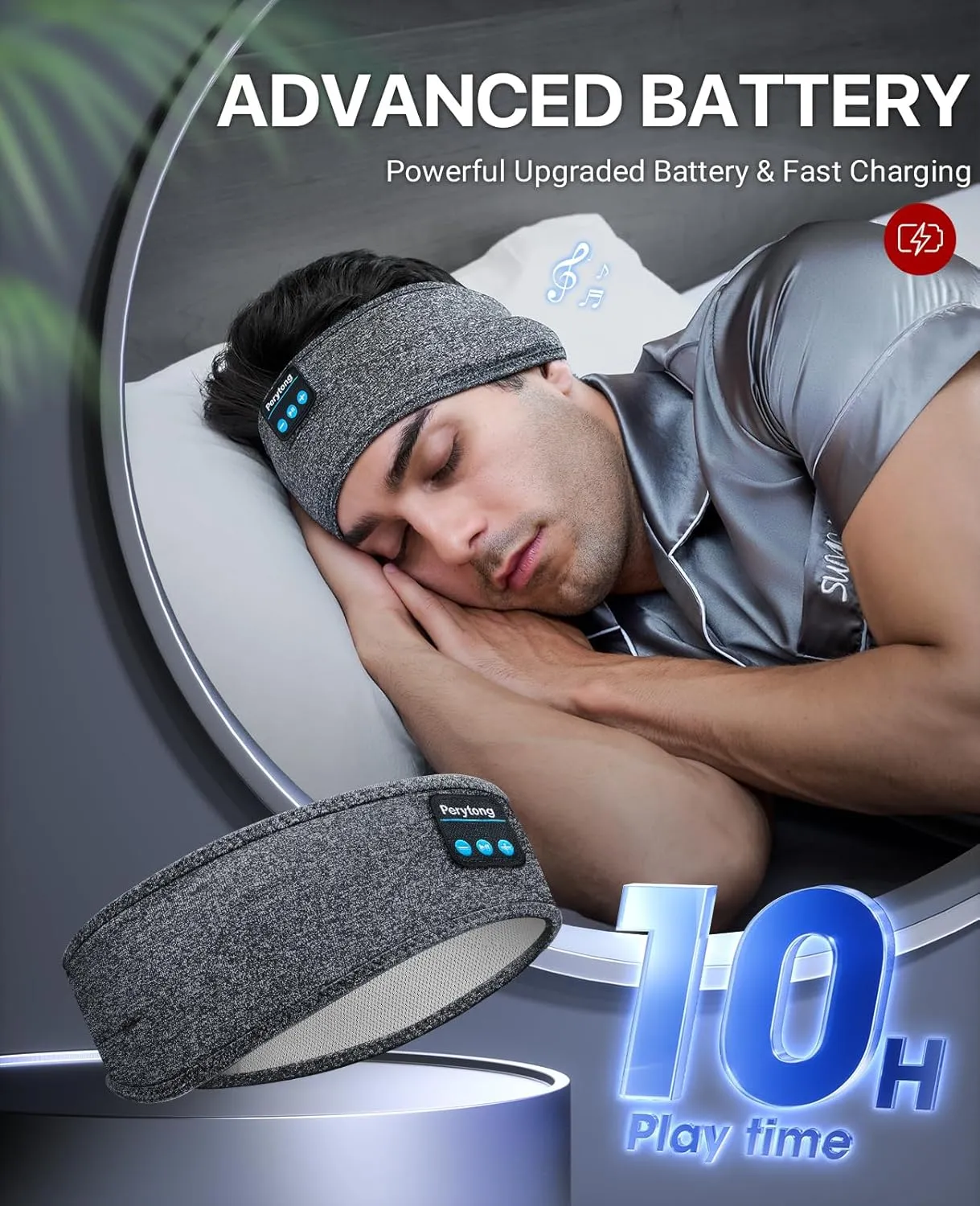 Perytong Sleep Headphones Wireless, Bluetooth Sports Headband Headphones with Ultra-Thin HD Stereo Speakers Perfect for Sleeping,Workout,Jogging,Yoga,Insomnia, Air Travel, Meditation