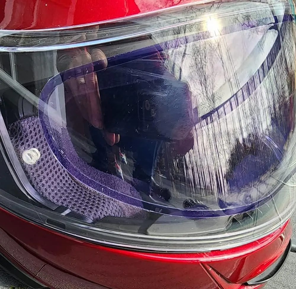 Photochromic and Anti-Fog Film for Motorcycle Helmet Visor Helmet Shield Insert Lens Transitional Visor Film from A Clear to A Indigo Tint,Stay Transparent Indoors,Darken in the Sun,Visual Comfort
