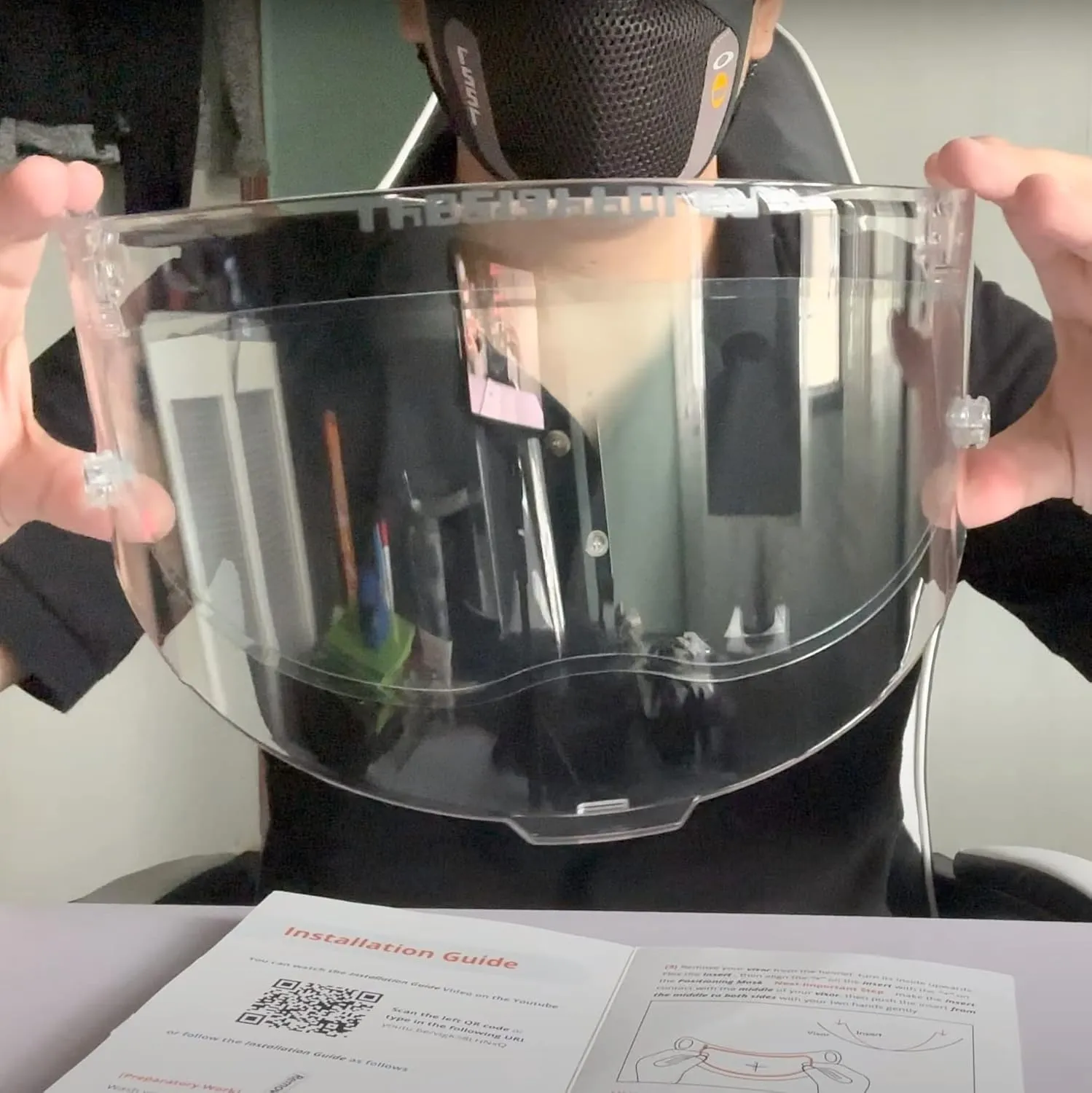 Photochromic and Anti-Fog Film for Motorcycle Helmet Visor Helmet Shield Insert Lens Transitional Visor Film from A Clear to A Indigo Tint,Stay Transparent Indoors,Darken in the Sun,Visual Comfort