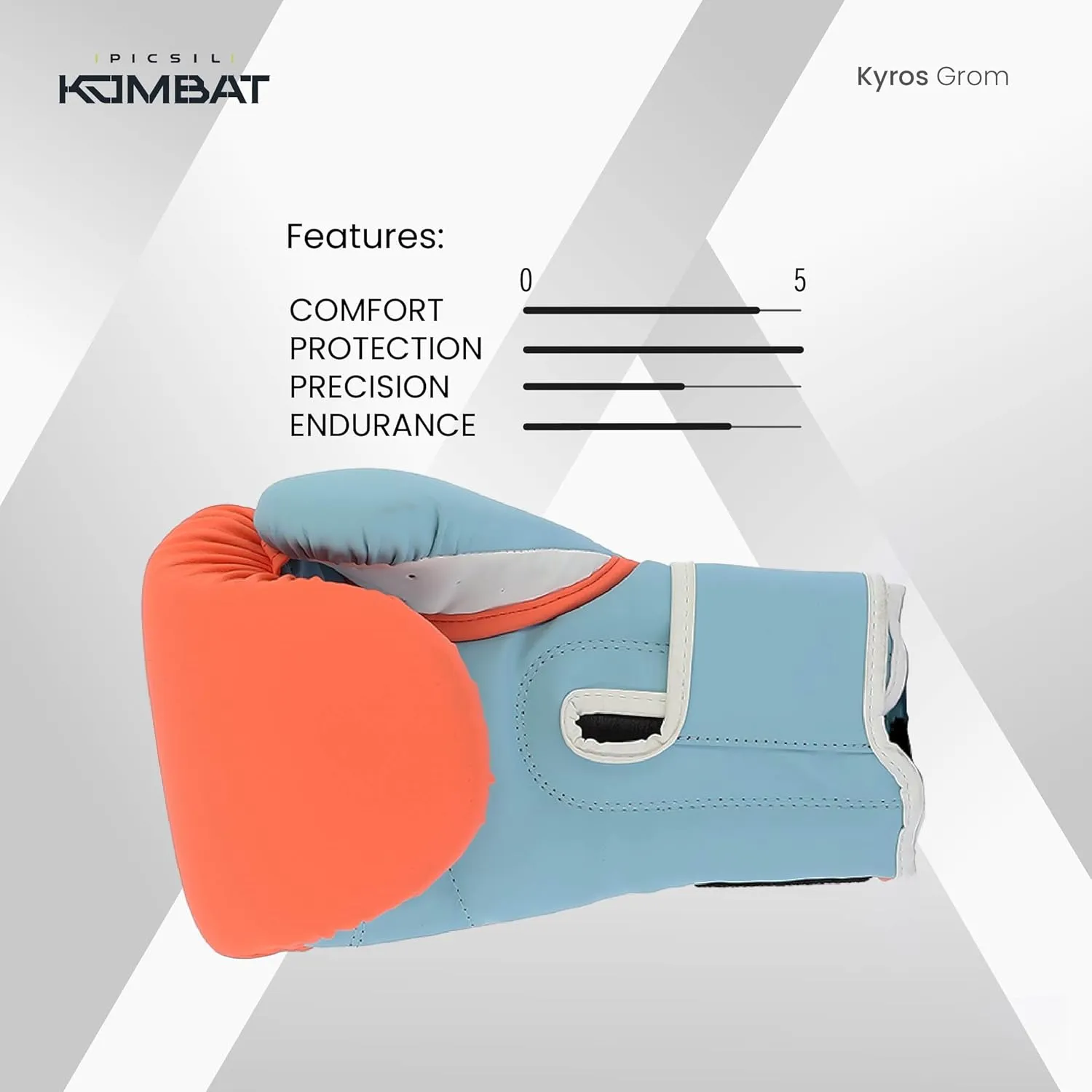 Picsil Kombat Kyros Grom Boxing Gloves, Training and Combat Gloves for Muay Thai, MMA, Kickboxing, Unisex Design