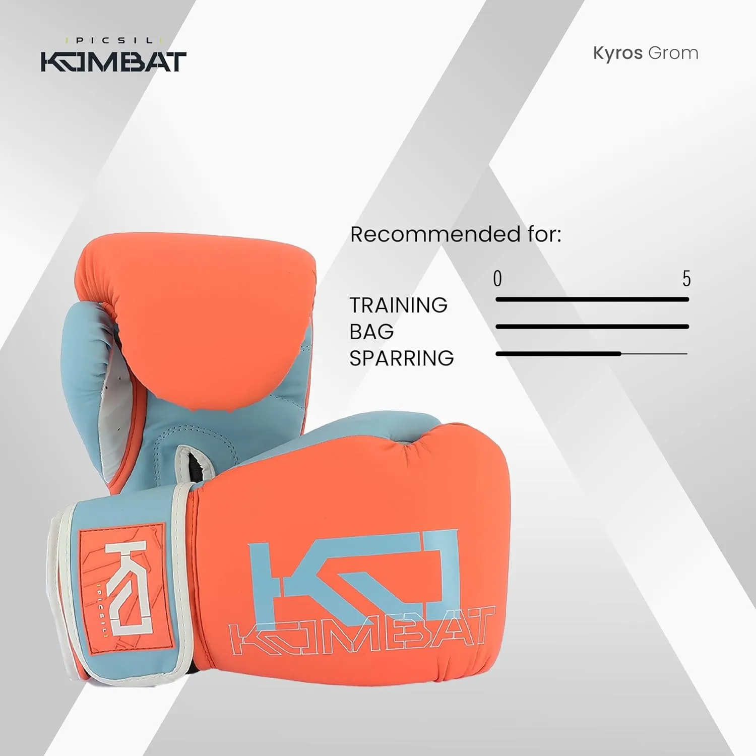 Picsil Kombat Kyros Grom Boxing Gloves, Training and Combat Gloves for Muay Thai, MMA, Kickboxing, Unisex Design
