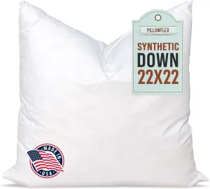 Pillowflex Synthetic Down Pillow Insert - 22x22 Down Alternative, Ultra Soft Large Square Throw Pillow, Couch Sham, Bed Sleeping - 1 Decorative Accent Form