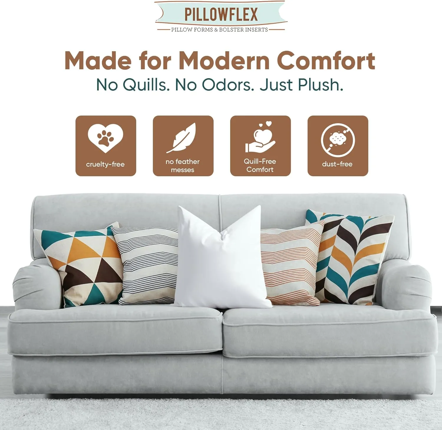 Pillowflex Synthetic Down Pillow Insert - 22x22 Down Alternative, Ultra Soft Large Square Throw Pillow, Couch Sham, Bed Sleeping - 1 Decorative Accent Form