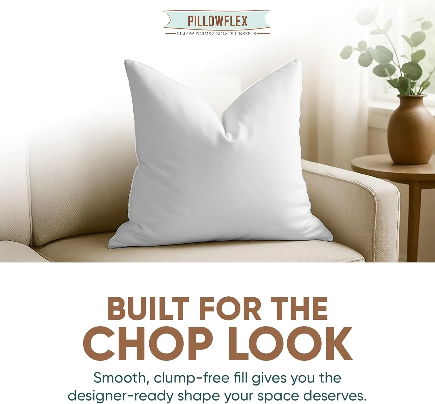 Pillowflex Synthetic Down Pillow Insert - 22x22 Down Alternative, Ultra Soft Large Square Throw Pillow, Couch Sham, Bed Sleeping - 1 Decorative Accent Form