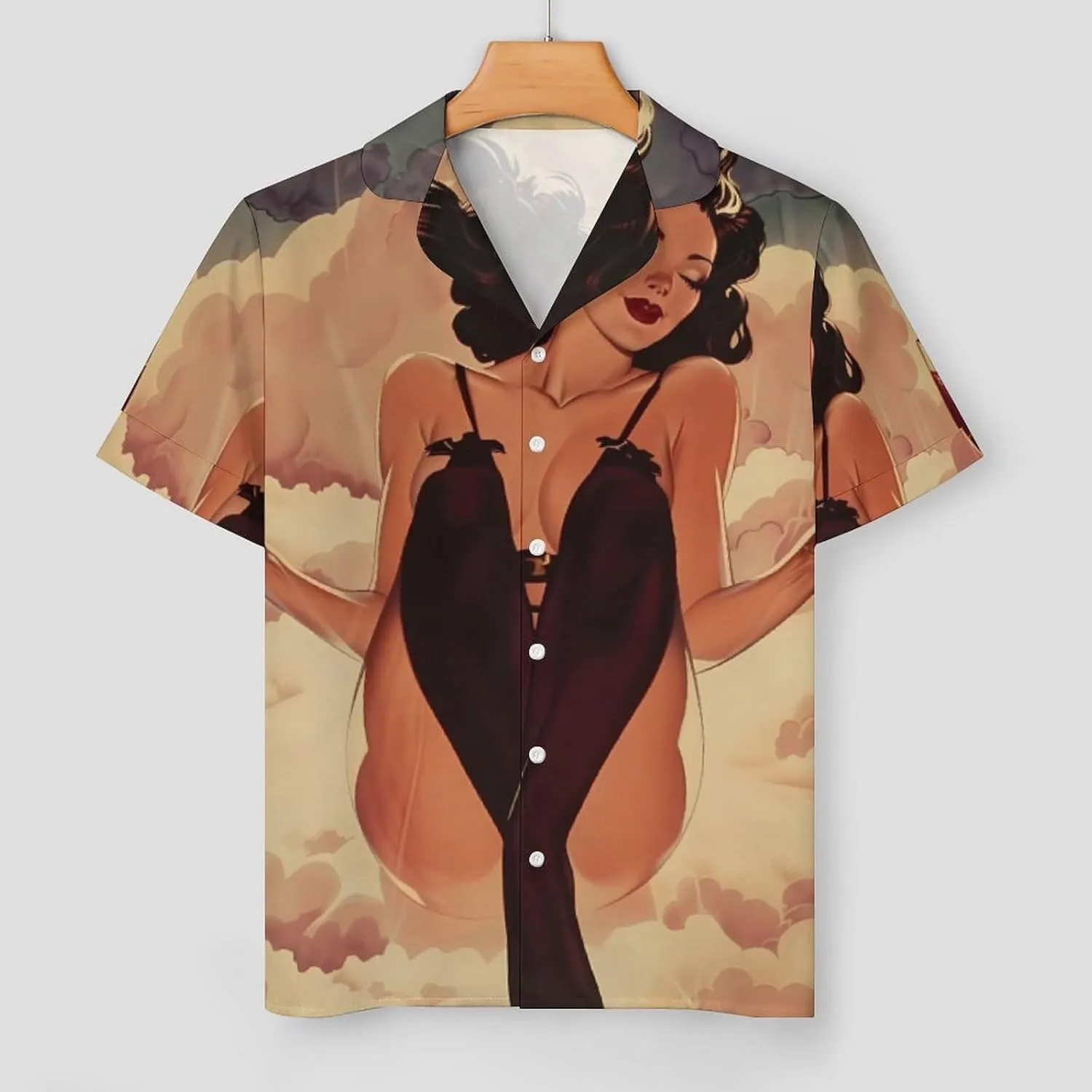 Pin Up Girl Alcohol Cheers Women's Satin Pajama Set Short Sleeve Button Down Sleepwear Loungewear Pj Set