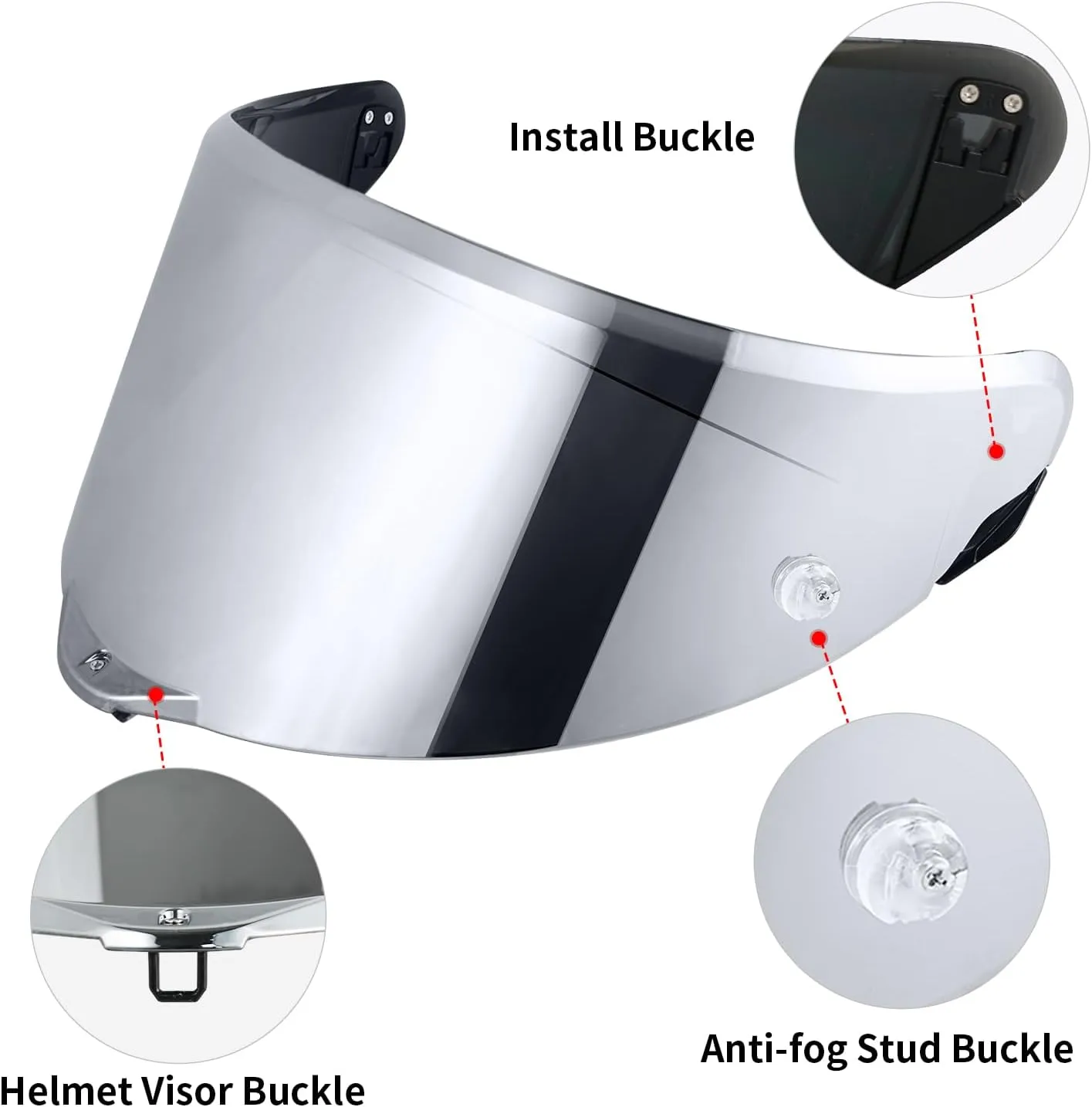 Pista GP RR visor Replacement - Pista Helmet Visor Motorcycle Helmet Shield for Pista GPR/CORSA-R/Pista GPRR/Race 3 (Chrome Silver)