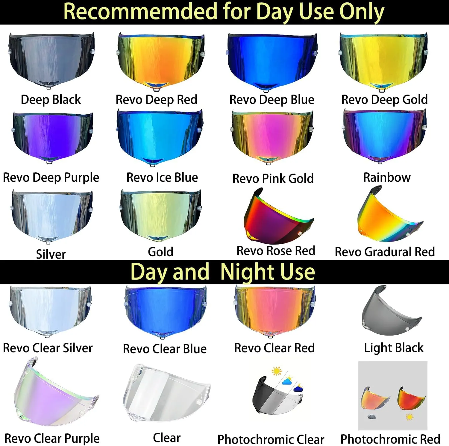 Pista GPR Face Shield Uv-Protected for AGV Pista GPRR, Pista GPR, Corsa-R Helmet Shield Visor Windshield (Black-Day use only)