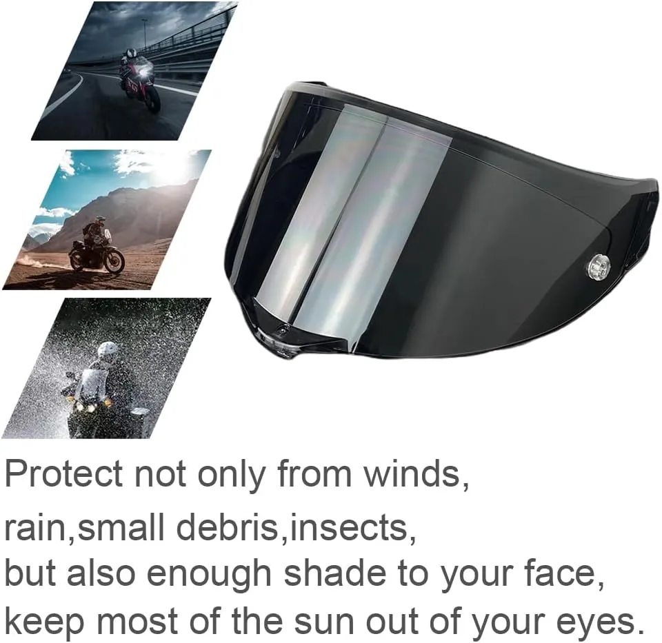 Pista GPR Face Shield Uv-Protected for AGV Pista GPRR, Pista GPR, Corsa-R Helmet Shield Visor Windshield (Black-Day use only)
