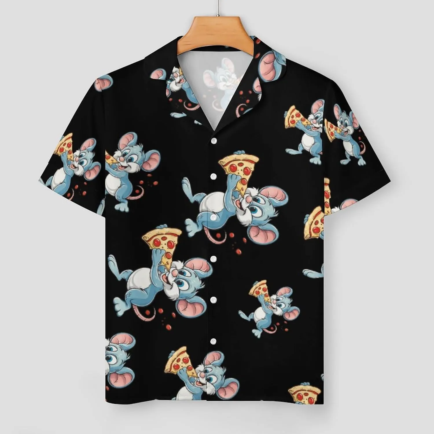 Pizza Rat Women's Satin Pajama Set Short Sleeve Button Down Sleepwear Loungewear Pj Set