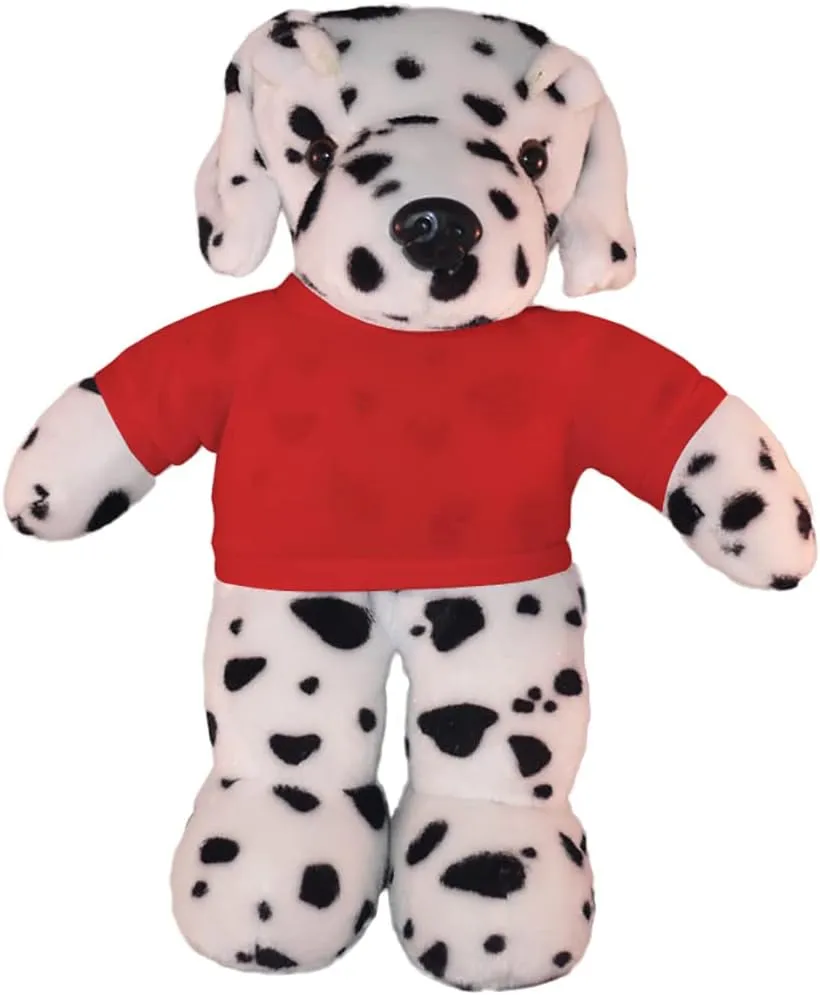 Plushland 8 Inch Floppy Dalmatian Plush Stuffed Animal Personalized Gift - Custom Text on Shirt - Great Present for Mothers Day, Valentine Day, Graduation Day, Birthday (red)