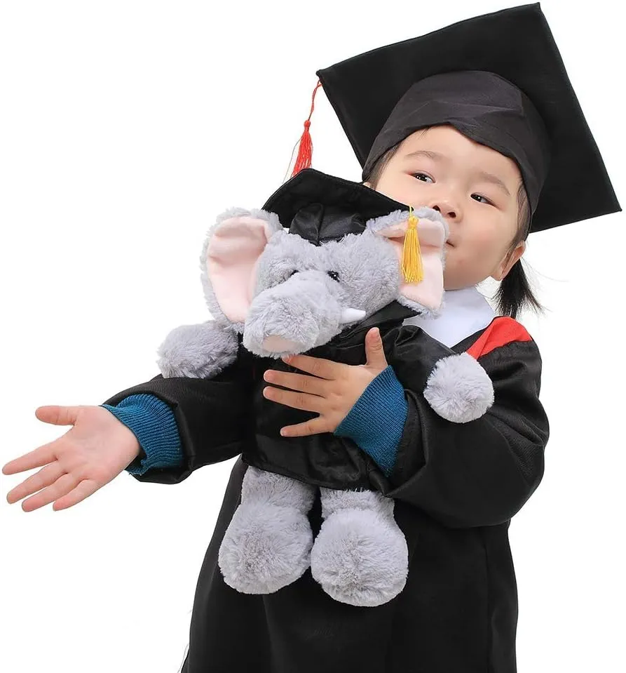Plushland Brown Bear Plush Stuffed Animal Toys Present Gifts for Graduation Day, Personalized Text, Name or Your School Logo on Gown, Best for Any Grad School Kids 12 Inches(New Navy Cap and Gown)