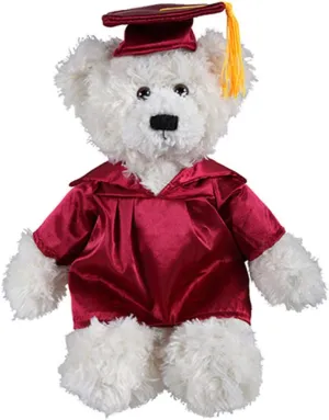 Plushland Cream Brandon Custom Plush Stuffed Animal Teddy Bear Toys for Graduation Day, Personalized Text, Name or School Logo on Gown, Best for Any Grad Kids 12 Inch (Cream-Maroon)