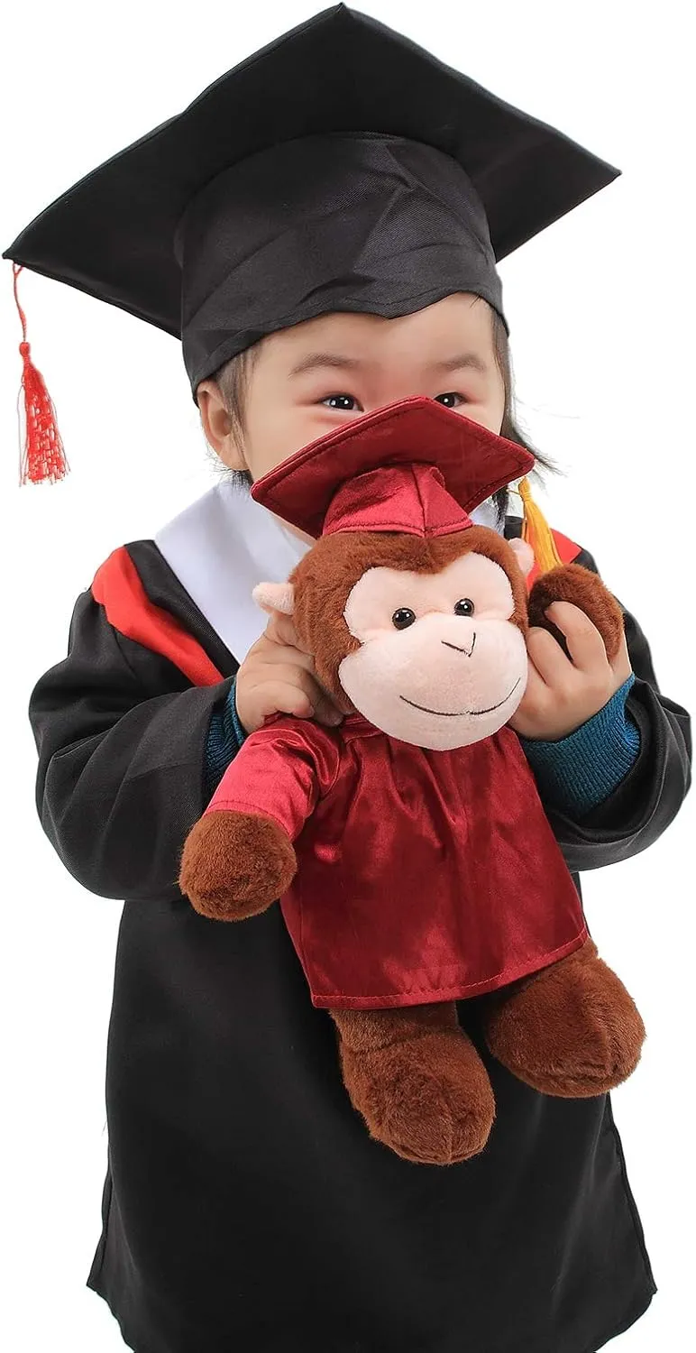 Plushland Husky Plush Stuffed Animal Toys Present Gifts for Graduation Day, Personalized Text, Name or Your School Logo on Gown, Best for Any Grad School Kids 12 Inches(Red Cap and Gown)