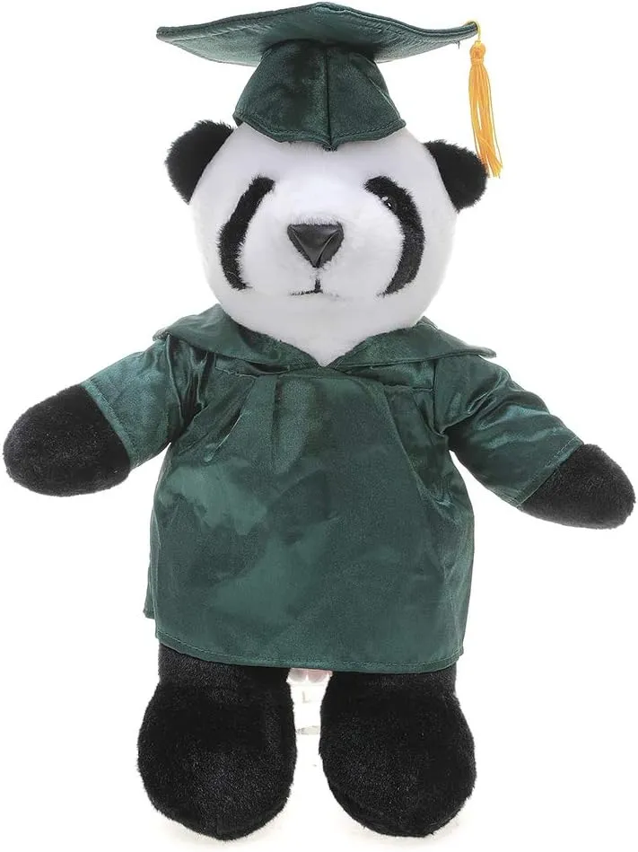 Plushland Panda Plush Stuffed Animal Toys Present Gifts for Graduation Day, Personalized Text, Name or Your School Logo on Gown, Best for Any Grad School Kids 12 Inches (Forest Green Cap and Gown)