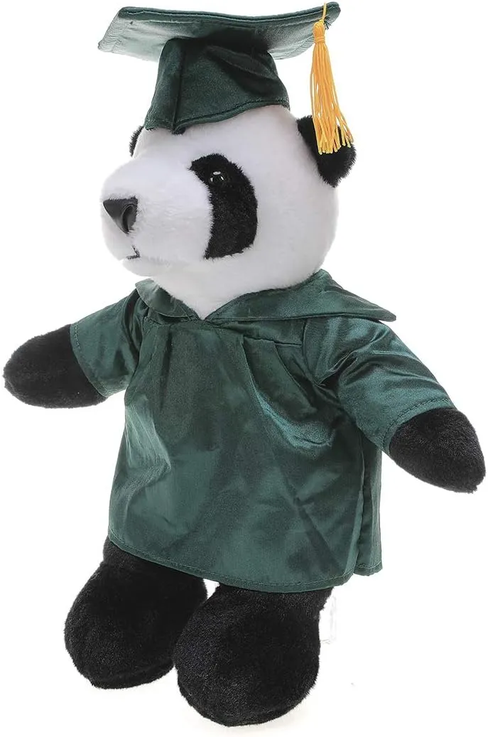Plushland Panda Plush Stuffed Animal Toys Present Gifts for Graduation Day, Personalized Text, Name or Your School Logo on Gown, Best for Any Grad School Kids 12 Inches (Forest Green Cap and Gown)