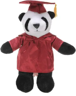 Plushland Panda Plush Stuffed Animal Toys Present Gifts for Graduation Day, Personalized Text, Name or Your School Logo on Gown, Best for Any Grad School Kids 12 Inches(Red Cap and Gown)