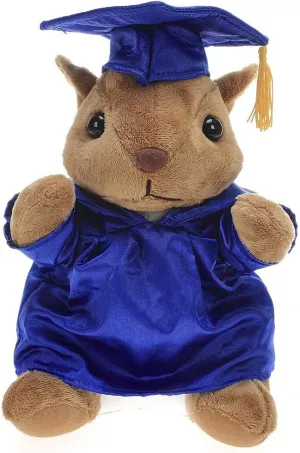 Plushland Squirrel Plush Stuffed Animal Toys Present Gifts for Graduation Day, Personalized Text, Name or Your School Logo on Gown, Best for Any Grad School Kids 12 Inches(New Royal Cap and Gown)