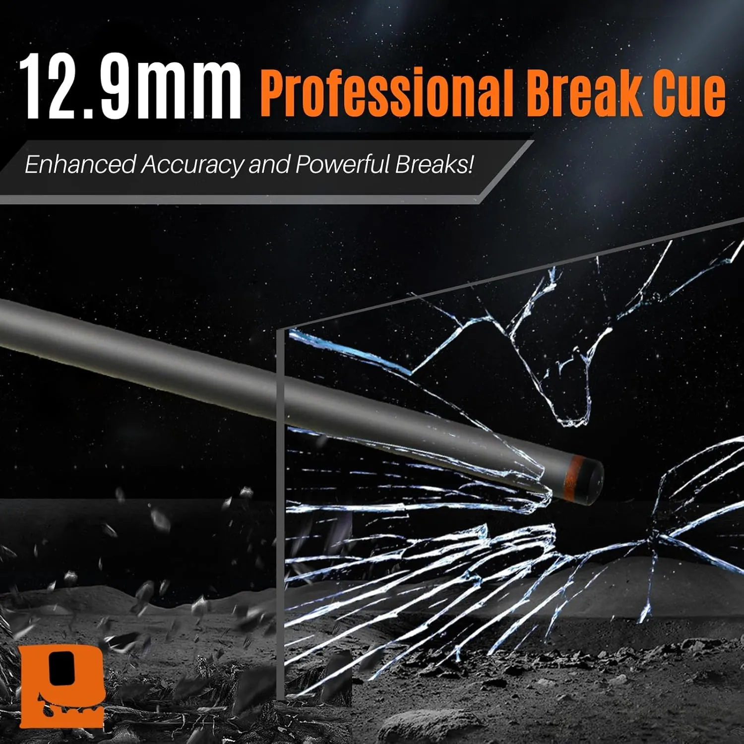 PODAYUDE Little Monster Carbon Fiber Break Cue, Low Deflection Billiard Pool Cue Stick 12.9mm Tip with Soft Bag
