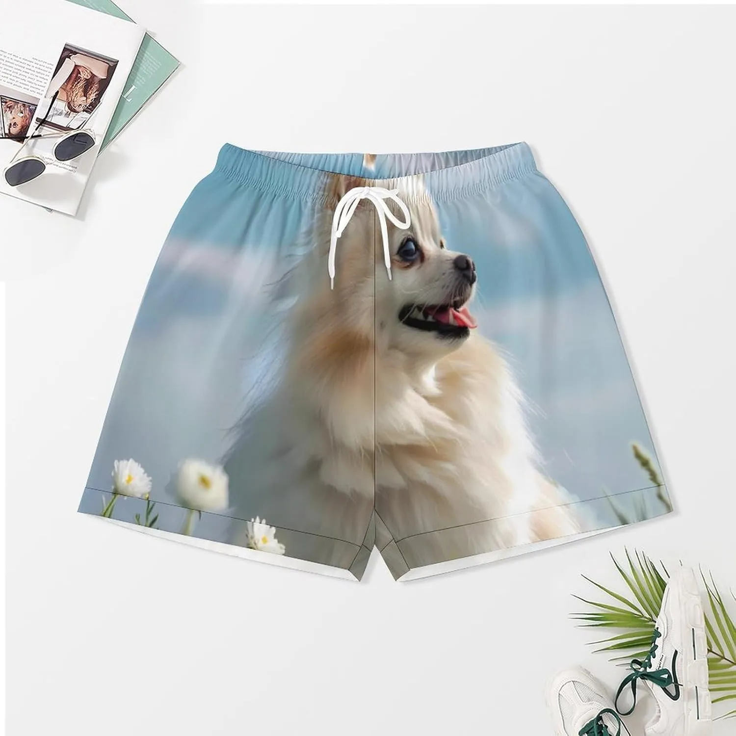 Pomeranian Women's Satin Pajama Set Short Sleeve Button Down Sleepwear Loungewear Pj Set