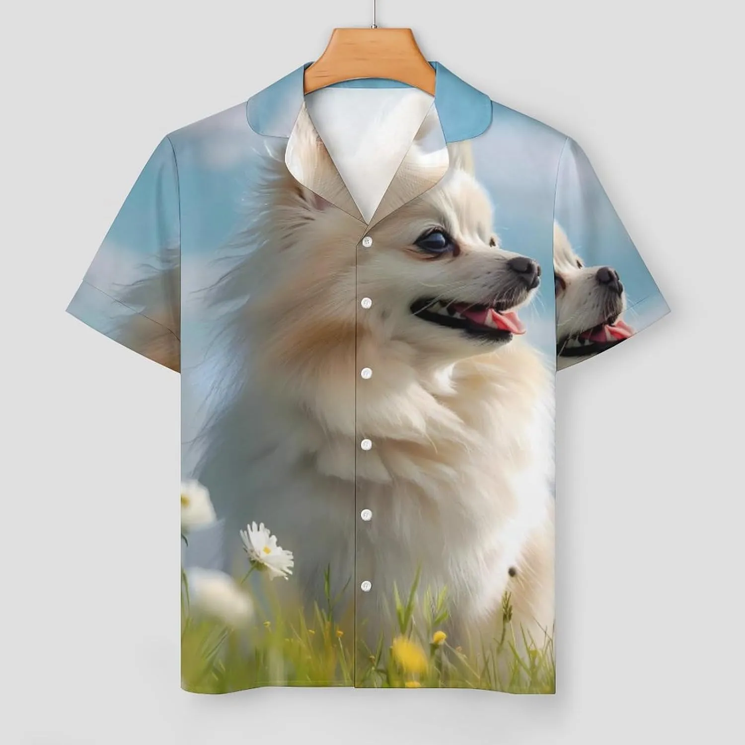 Pomeranian Women's Satin Pajama Set Short Sleeve Button Down Sleepwear Loungewear Pj Set