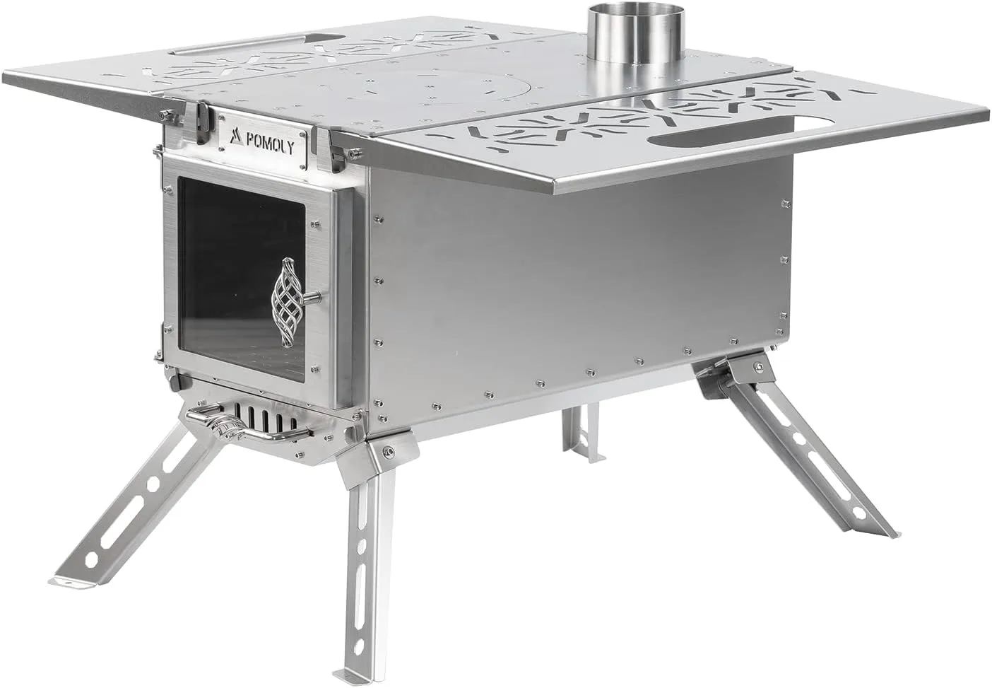 POMOLY Camping Tent Stove Wood Burning Stove, Oroqen Max Stainless Steel Stove for Outdoor Hiking, Hunting, Cooking