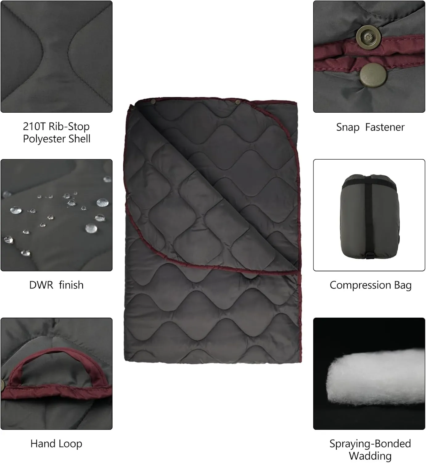 Poncho Liner Military Blanket Camo with Compression Carry Bag for Outdoors Hiking Jungle Hunting Gear