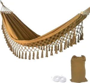 Portable Camping Hammock, Hammock Swing with Tree Straps & Carry Pouch for Travel Backpacking Beach Backyard (Yellow)