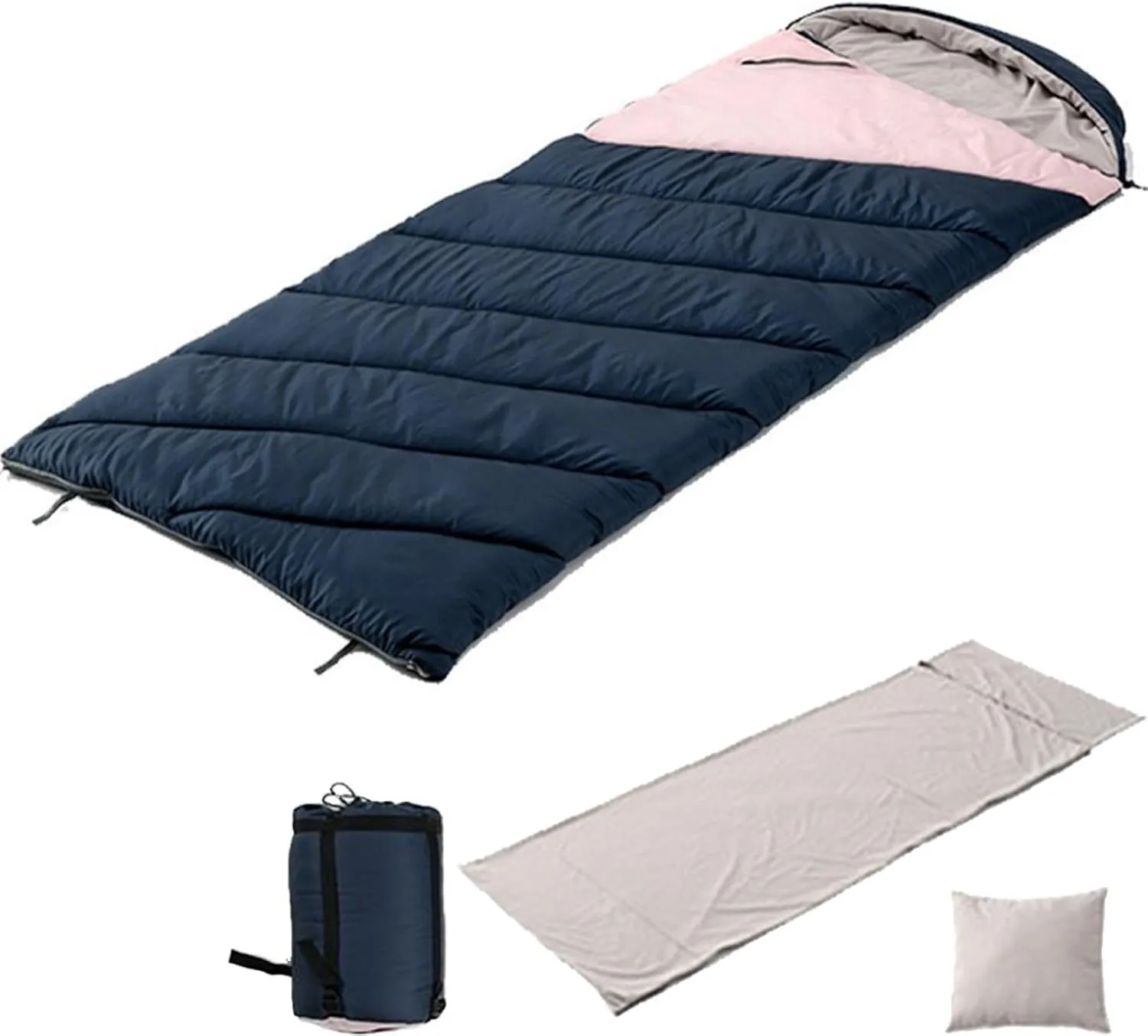 Portable Envelope Sleeping Bag, Adults Camping Big and Tall Winter Sleeping Bag with Compression Sack for Backpacking, Hiking