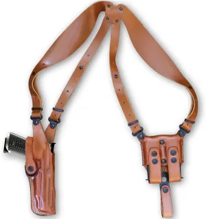 Premium Leather Vertical Shoulder Holster System with Double Magazine Carrier for Sigg 1911 45ACP Nitron with Rail 5’’BBL, Right Hand Draw, Brown Color #1219#