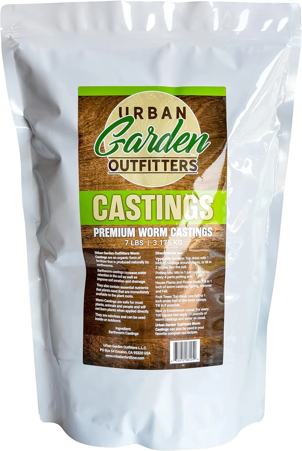 Premium Worm Castings Plant Food - Natural Soil Builder for Gardens, Houseplants, Flower Beds and Lawns. (7lb Bag)