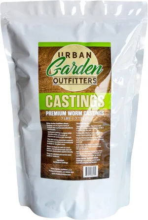 Premium Worm Castings Plant Food - Natural Soil Builder for Gardens, Houseplants, Flower Beds and Lawns. (7lb Bag)