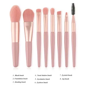 Professional Makeup Brush Set, 8-Piece Rose Gold Cosmetic Brushes with Bag, Face Lip Eye Makeup Kit For Beginner