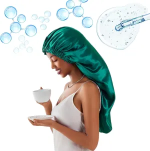 PROMEED 100% Mulberry Silk Bonnet for Long Hair, Hyaluronic Acid Infused Silk Sleep Cap for Long Braids and Locs