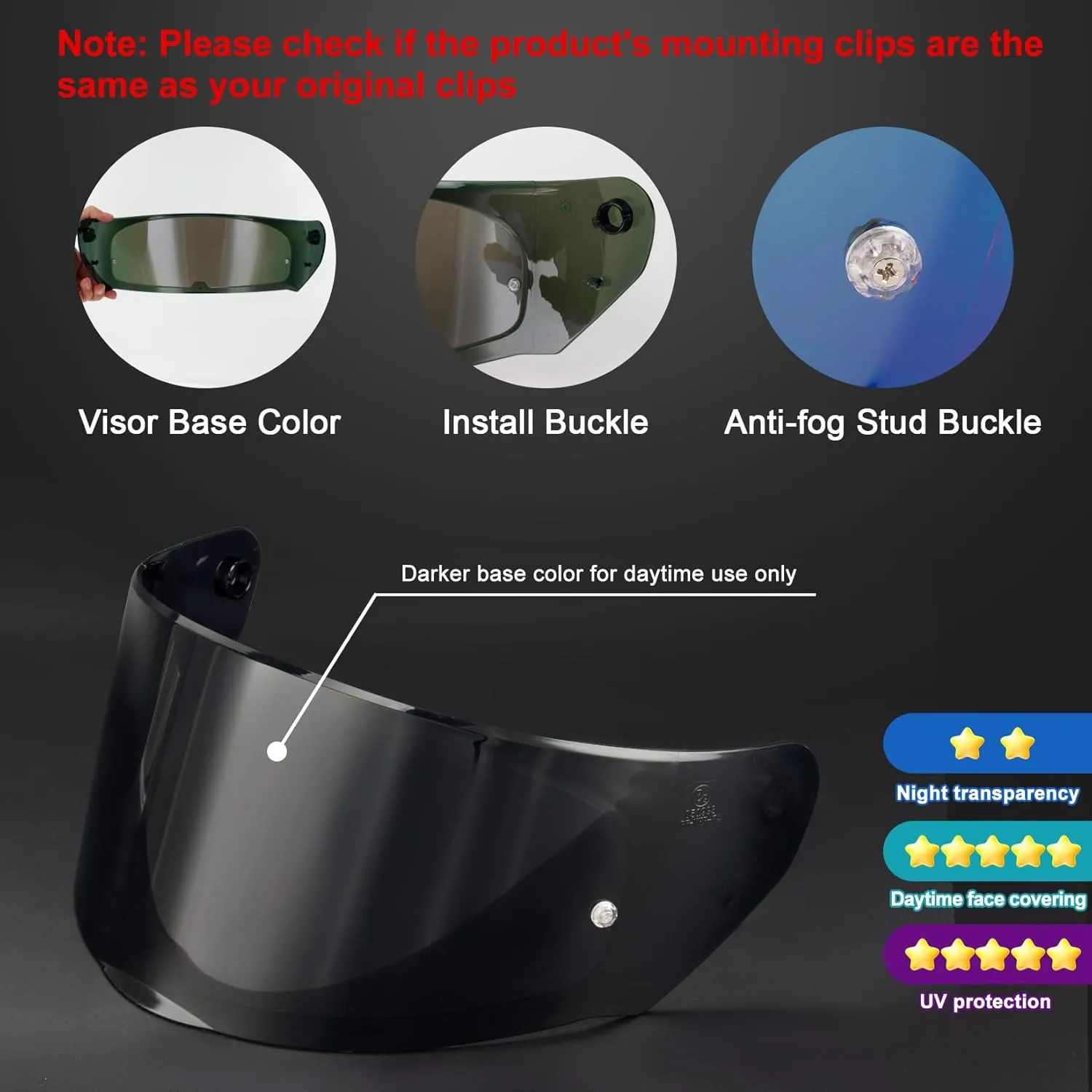 PSLER Assault Rapid Stream Outer Helmet Visor - Motorcycle Helmet Face Shield Accessories Replacement for Assault Rapid Stream Outer FF320 FF353 FF328 FF800,Dark Black