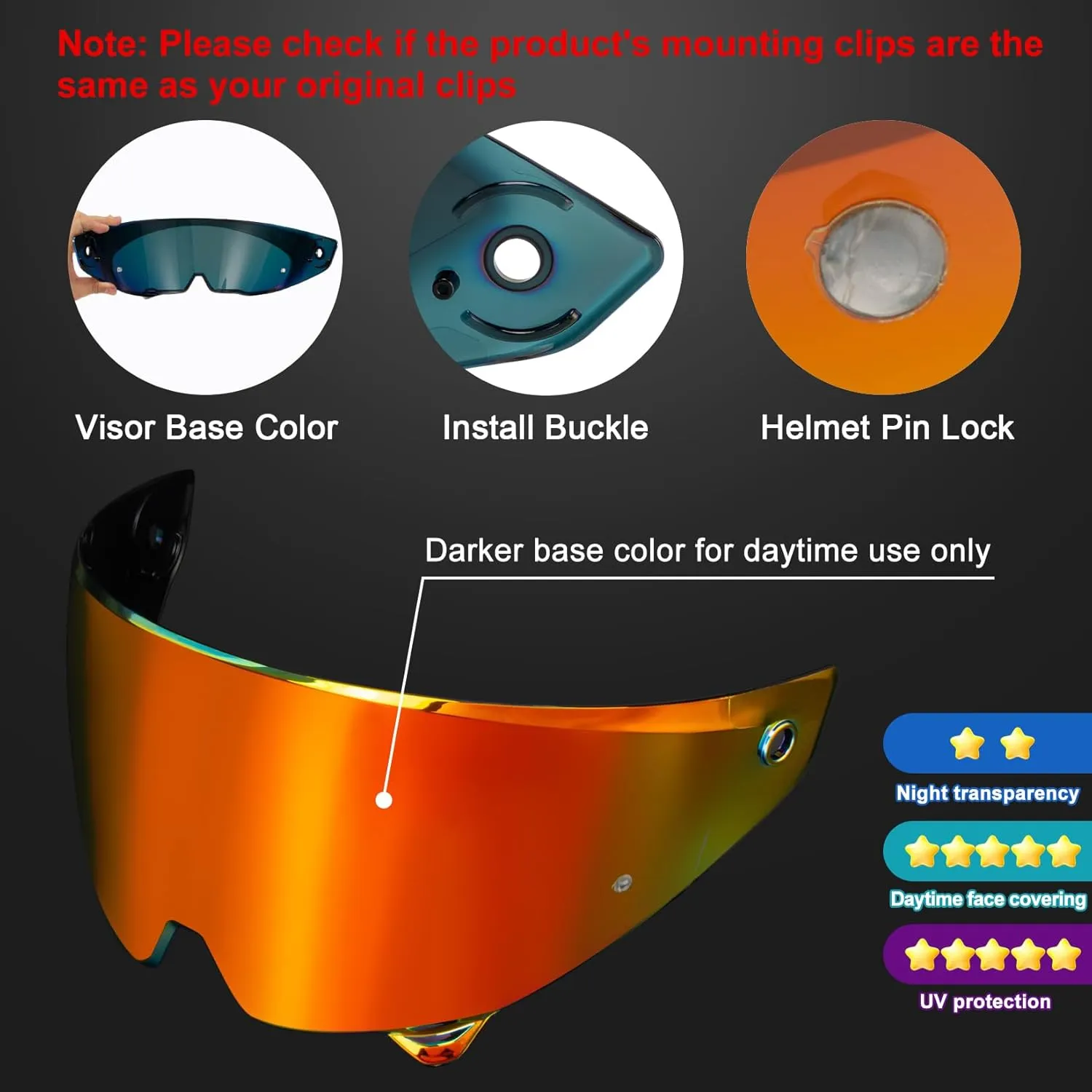 PSLER Atlas 3.0 4.0 Helmet Visor Atlas 4.0 Face Shield Atlas 3.0 Tinted Visor Replacement for Atlas 3.0 4.0,Deep Gold Red