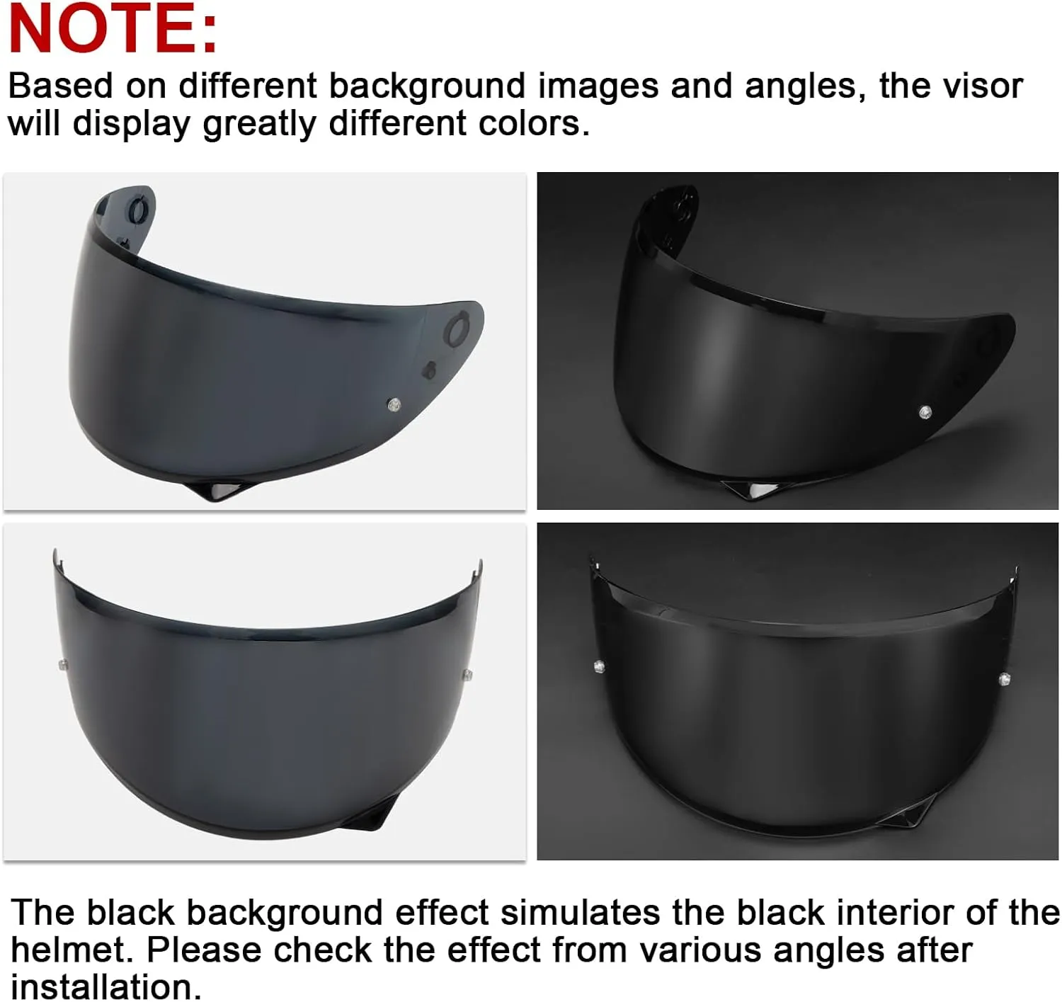 PSLER HJ-34P Visor - HJ-34P Visor Tinted C10 Helmet Visor Pinlock-Ready Face Shield for HJ-34P C10,Deep Black