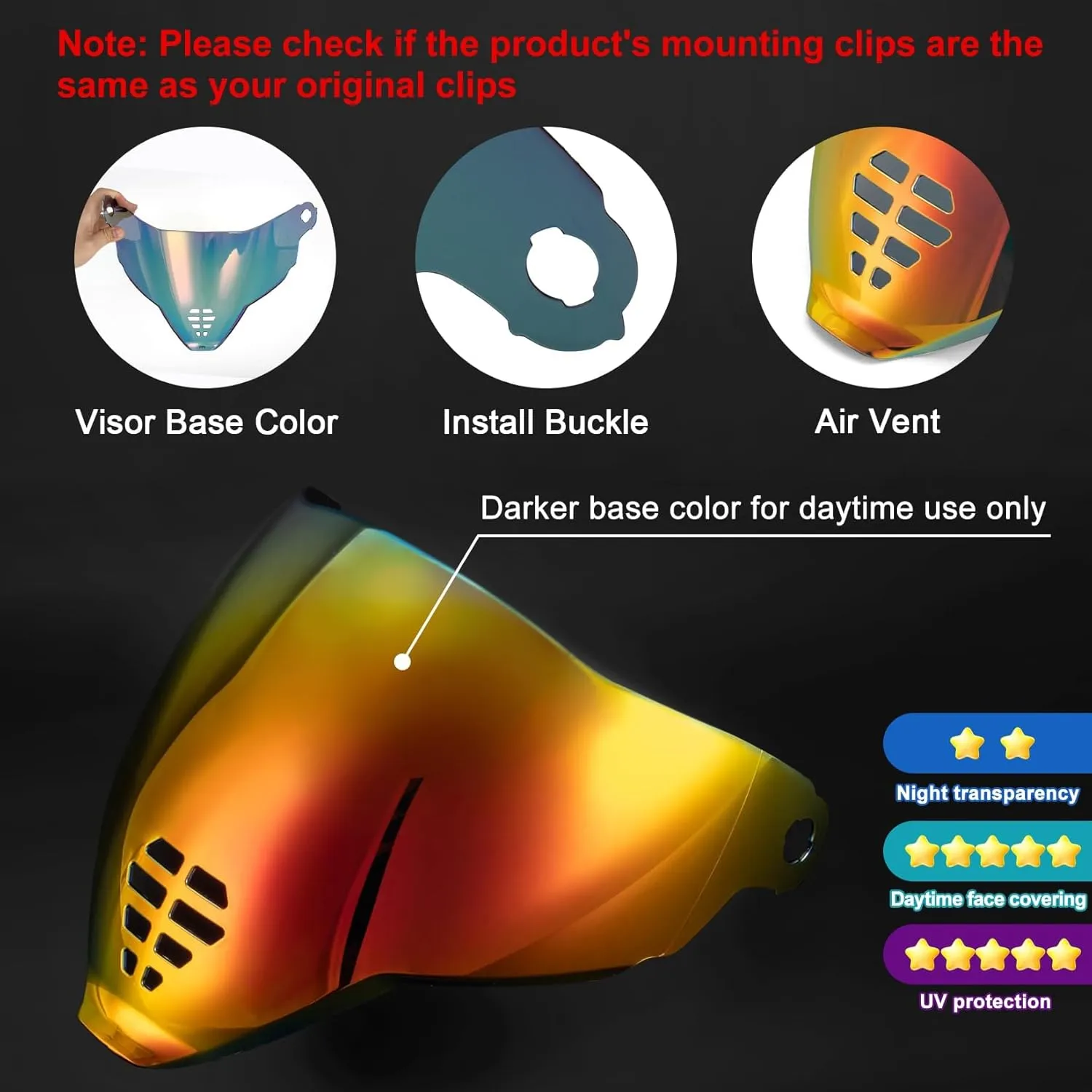 PSLER IC-06 visor- Icon Airflite Face Shield Motorcycle Helmet Visor Accessories Replacement for Icon Airflite IC-06，Deep Red