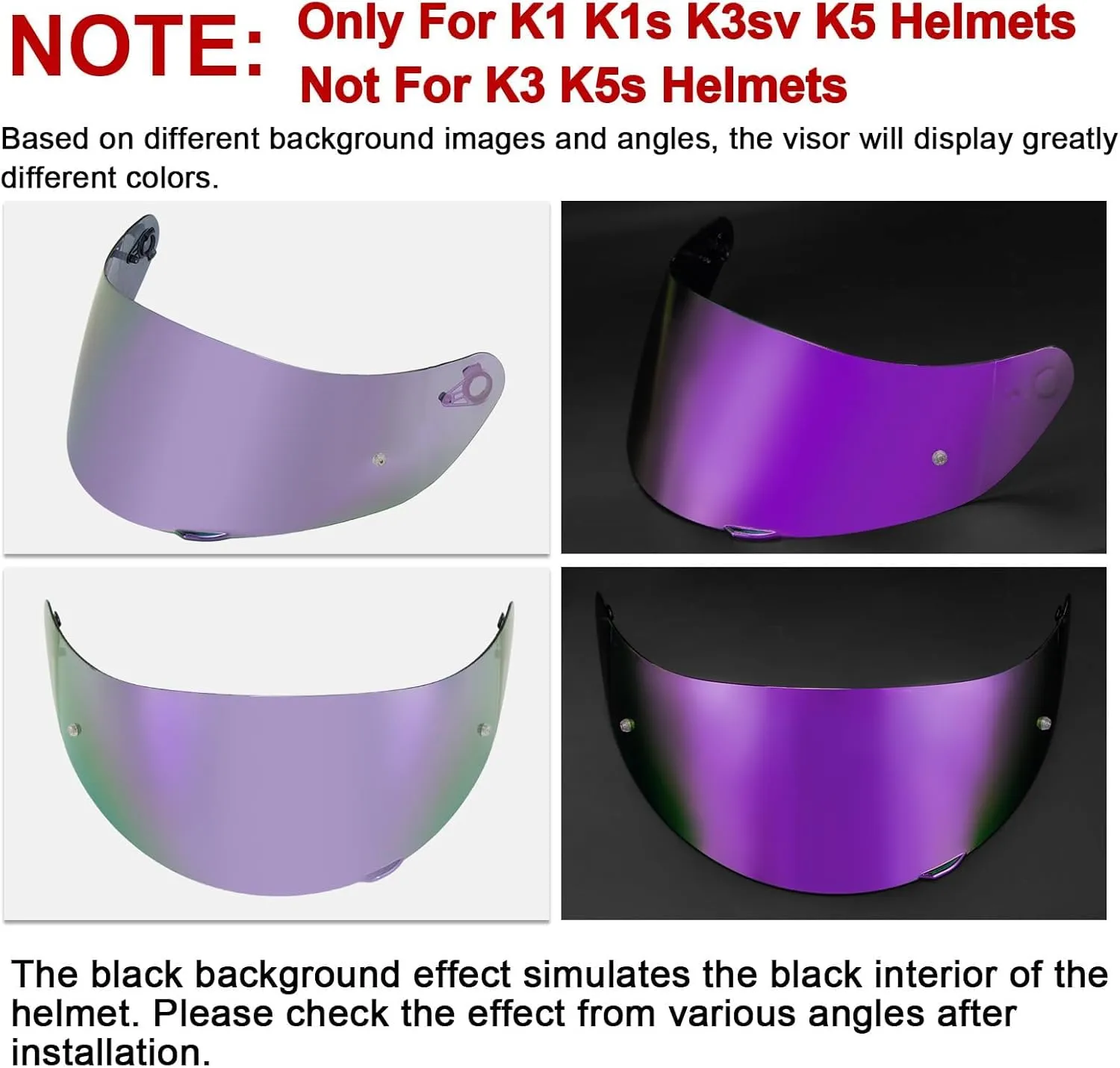 PSLER k1s Visor - k1 Helmet Visor k3 sv Tinted Visor k5 Face Shield Replacement for k1 k1s k3 sv k5,Deep Purple