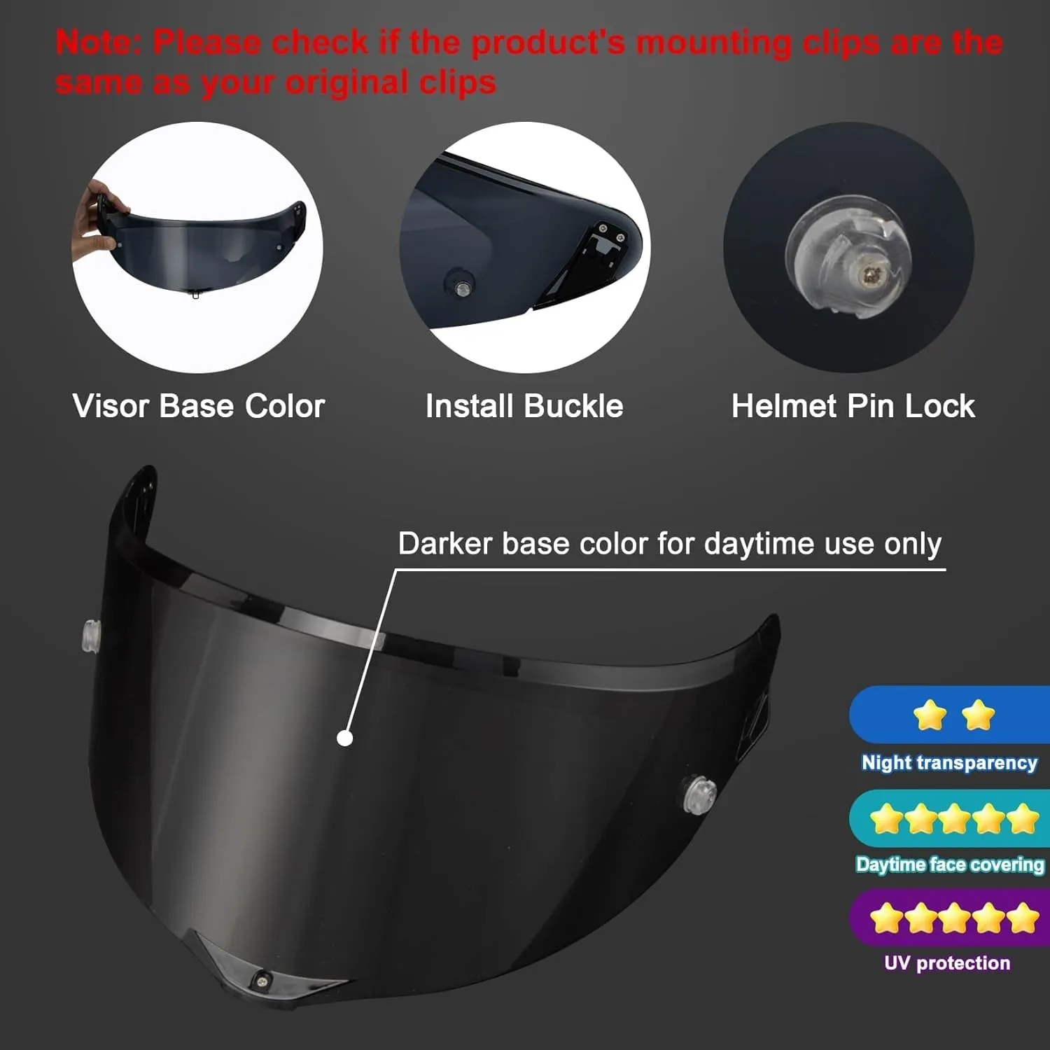PSLER Pista GP RR visor - Pista Helmet Visor Motorcycle Face Shield Replacement for Pista GPR CORSA-R Pista GPRR RACE 3,Black