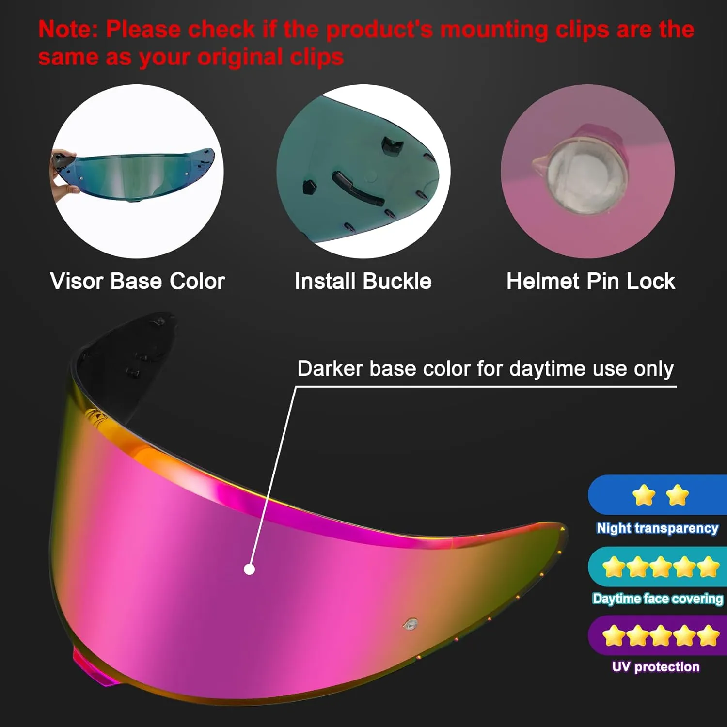 PSLER RF-1400 RF 1400 visor - CWR-F2R Face Shield Helmet Visor Motorcycle Helmet Shield Accessories Replacement for RF 1400 CWR-F2R NXR2 Z8,Deep Rose Red