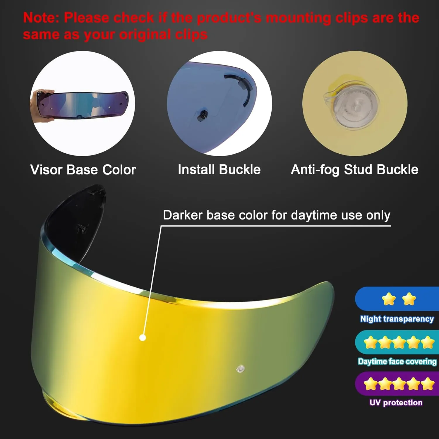 PSLER Sedici Strada 2 Visor - Sedici Strada 2 and Strada 3 Face Shield Motorcycle Helmet visor Accessories Replacement for LS2 FT2 VECTOR Sedici Strada 2 Strada 3 FF801 FF397,Deep Gold