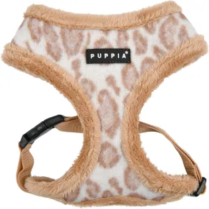 Puppia Kovo Dog Harness Over-The-Head Warm Winter Leopard Pattern Adjustable Chest for Small and Medium Dog, Beige, Medium