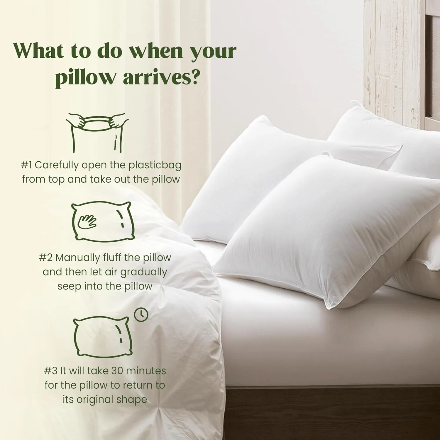 puredown® Goose Feather Down Pillows, Bed Pillows for Sleeping with 2 Outer Protectors, Hotel King Pillows Set of 2 (Pack of 2)