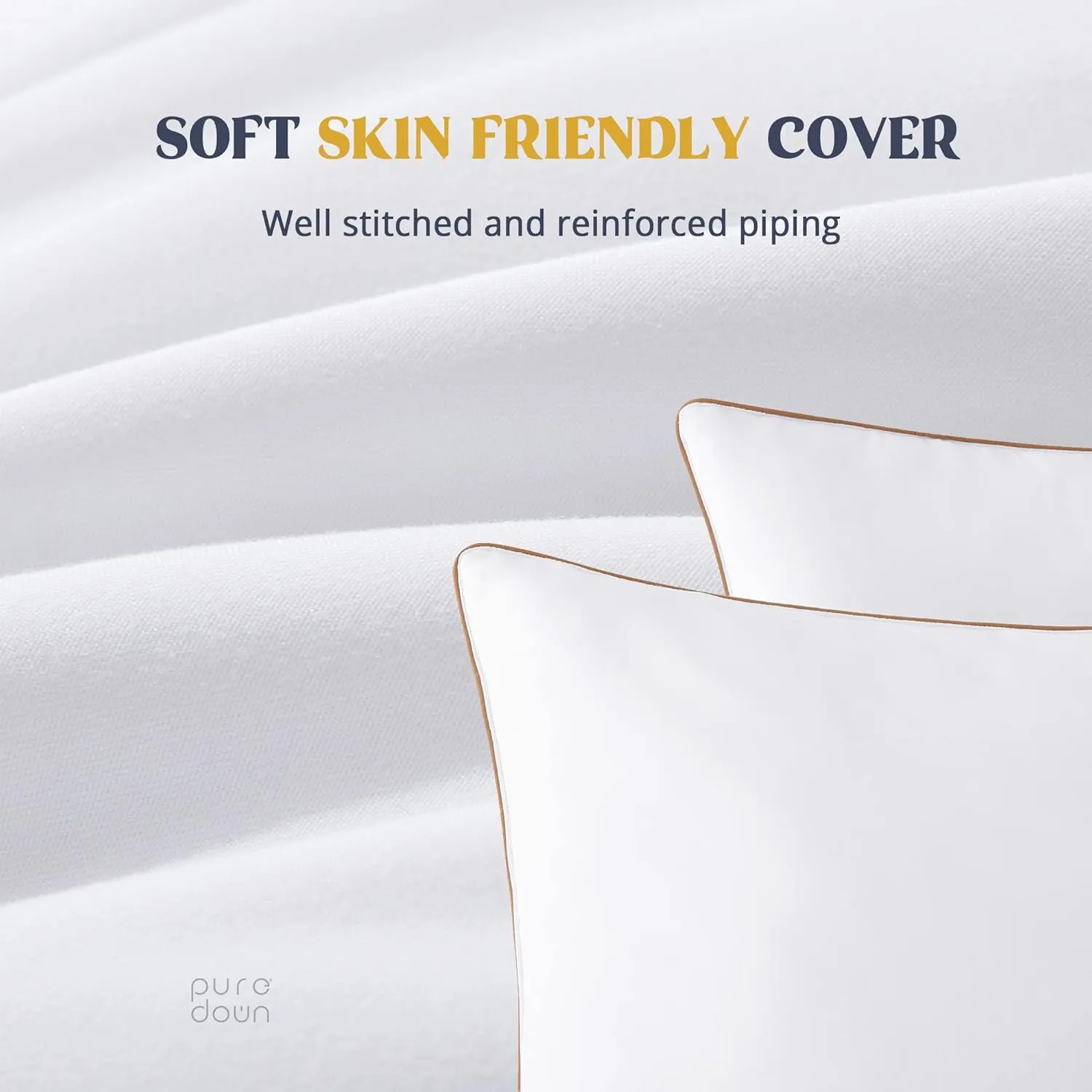 puredown® Goose Feathers and Down Pillows, Premium Medium to Firm Bed Pillows for Sleeping, Luxury Pillows with 100% Cotton Cover, 2 Pack, Standard Size, 20x26 Inches